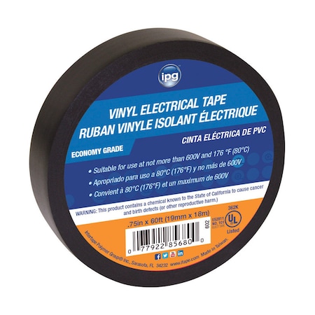 Intertape IPG 3/4 in. W X 60 ft. L Black Vinyl Electrical Tape 602